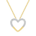 0.08ct Half Diamond Heart Necklace 45cm in 9K Yellow Gold