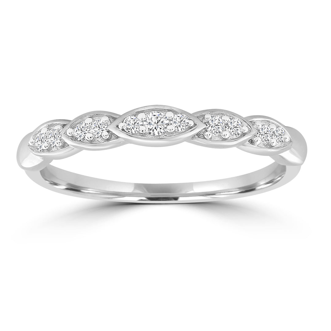 Band Ring with 0.10ct Diamonds in 9K White Gold