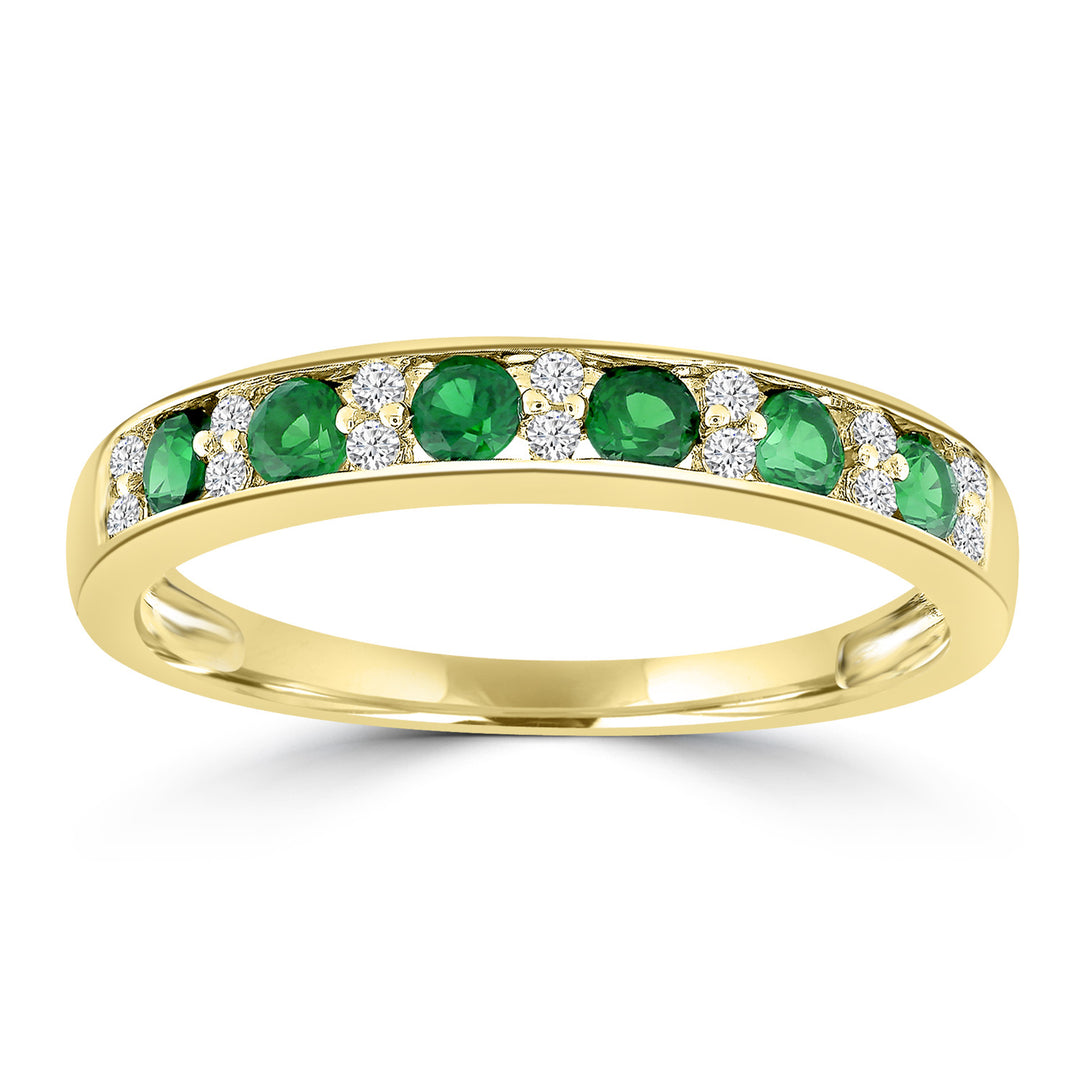 Diamond Emerald Ring with 0.10ct Diamonds in 9K Yellow Gold