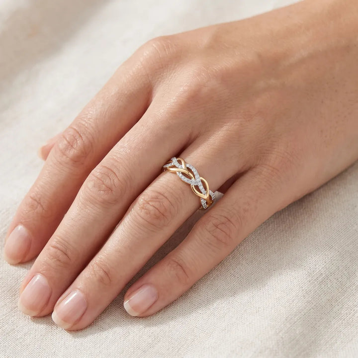 Ring with 0.15ct Diamond in 9K Yellow Gold worn on model's hand