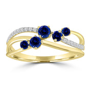 Diamond and Sapphire Ring with 0.10ct Diamonds in 9K Yellow Gold