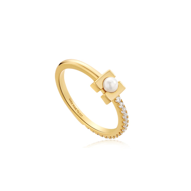 Ania Haie Gold Pearl Modernist Band Ring