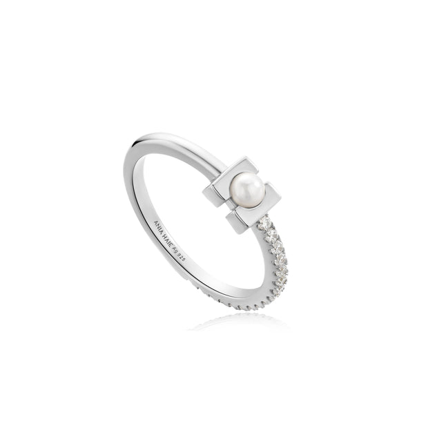 Ania Haie Silver Pearl Modernist Band Ring