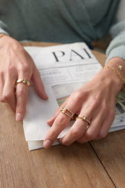Ania Haie Gold Pearl Sparkle Interlock Ring