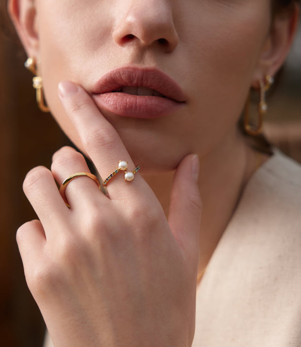 Ania Haie Gold Gem Pearl Adjustable Wrap Ring