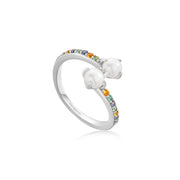 Ania Haie Silver Gem Pearl Adjustable Wrap Ring