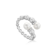 Ania Haie Silver Pearl Sparkle Adjustable Wrap Ring