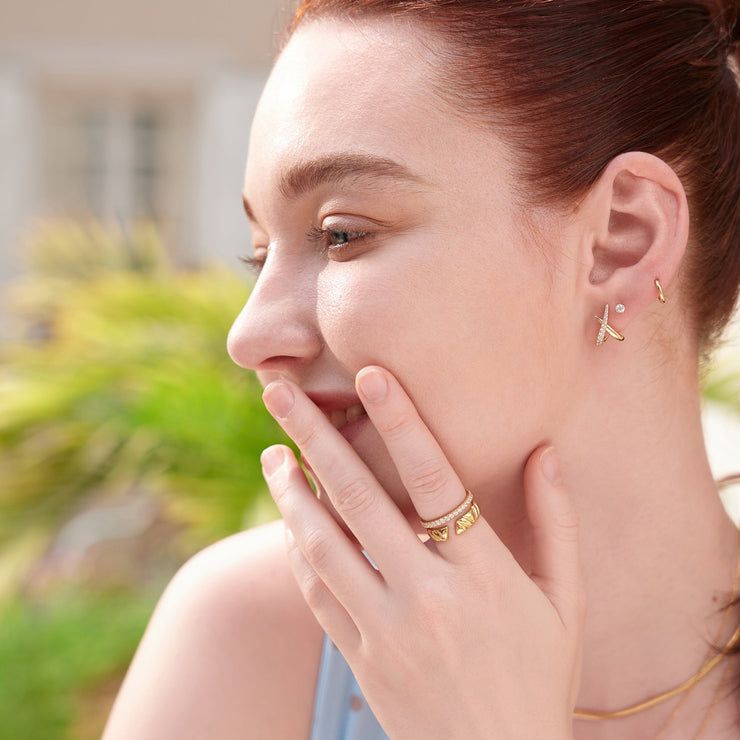 Gold Irregular Twill Adjustable Ring | The Jewellery Boutique Australia