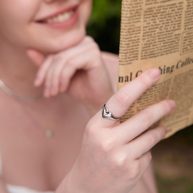 Ania Haie Silver Love Signet Ring | The Jewellery Boutique Australia