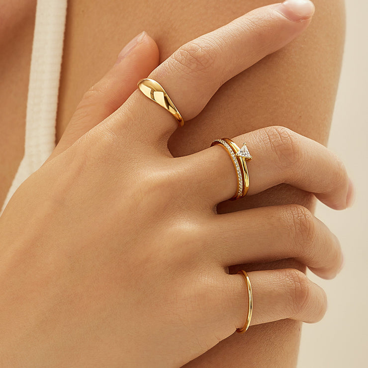 Ania Haie Gold Double White Triangle Stacker Ring