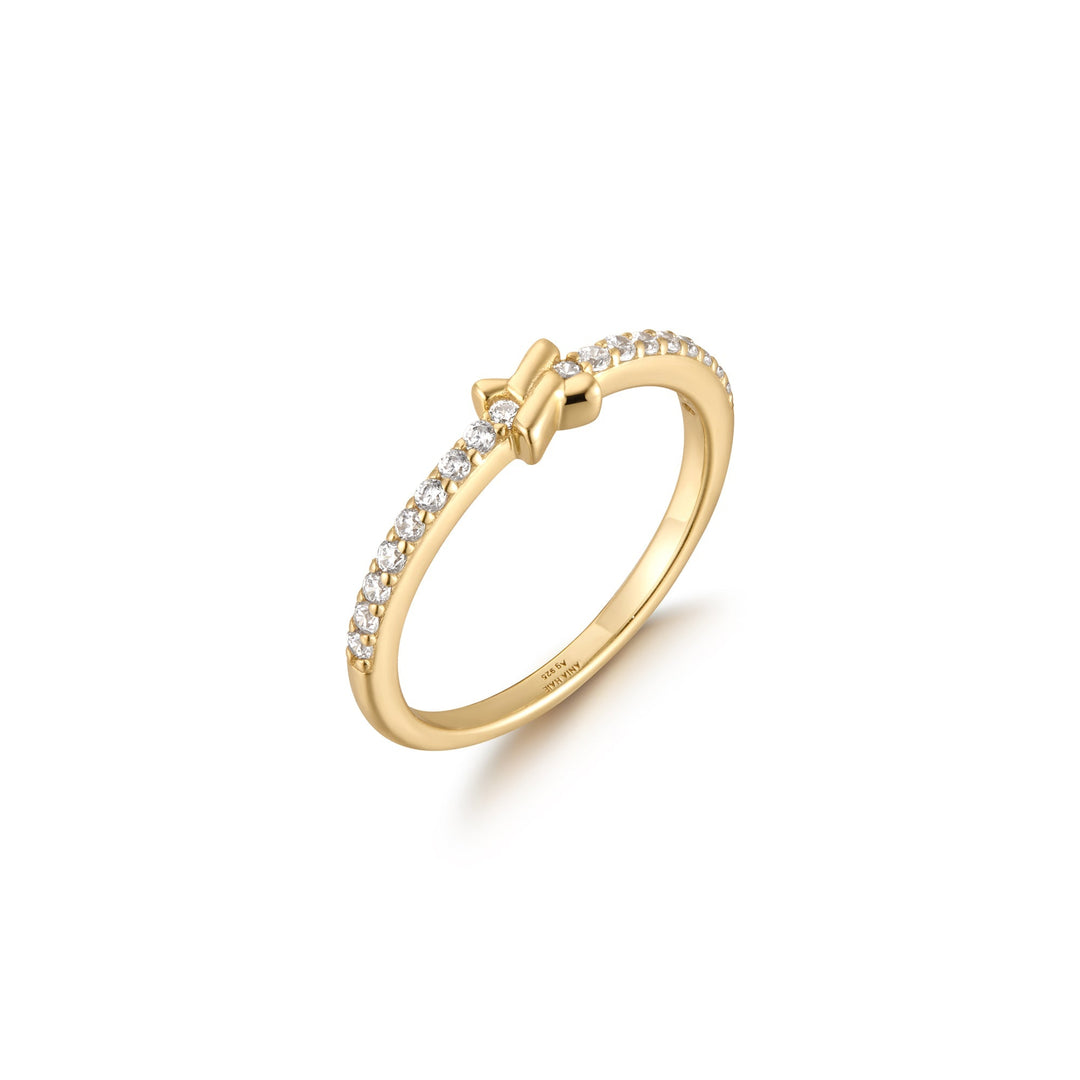 Gold Cross Cubic Zirconia Ring | The Jewellery Boutique