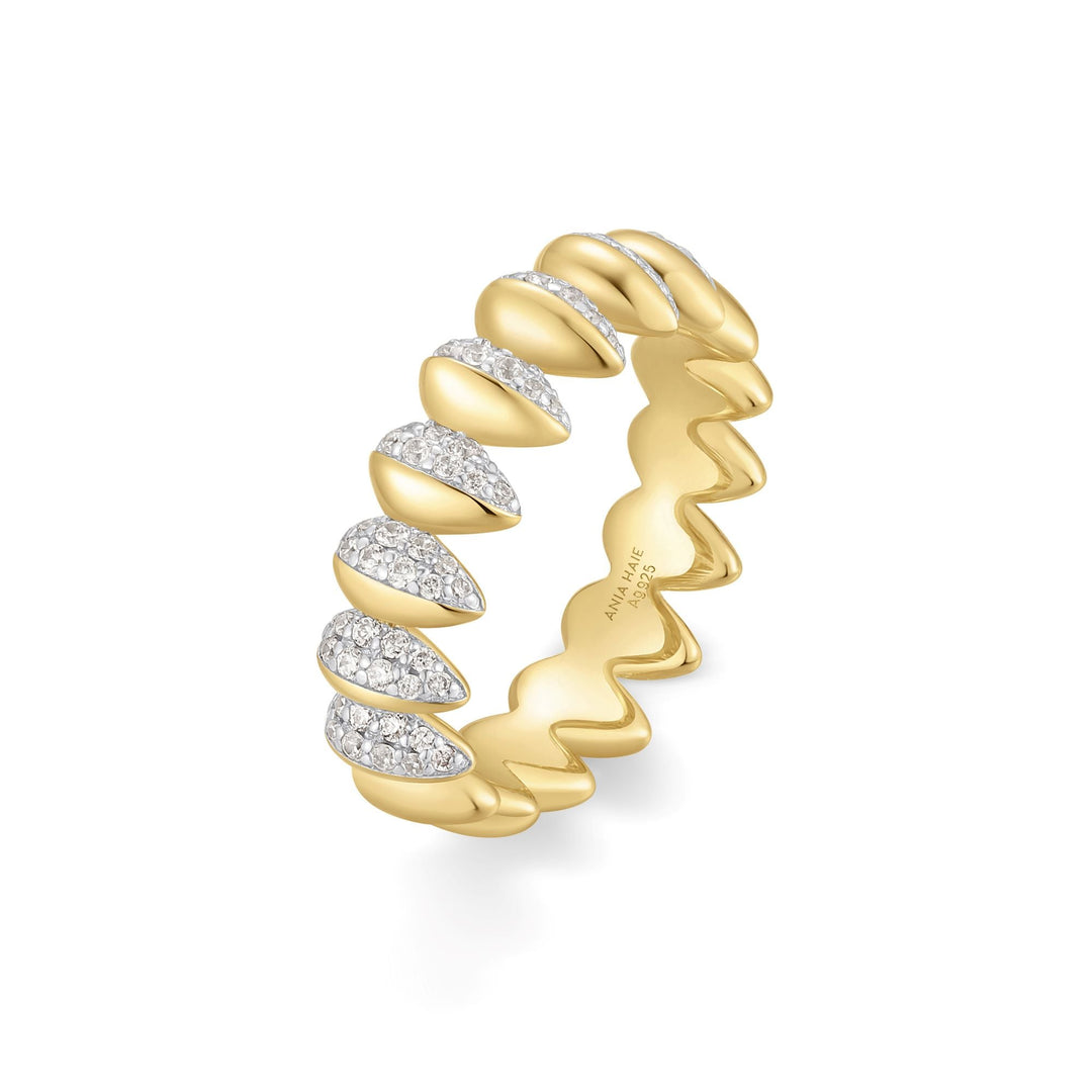 Two-Tone Sparkling Puffy Spike Ring