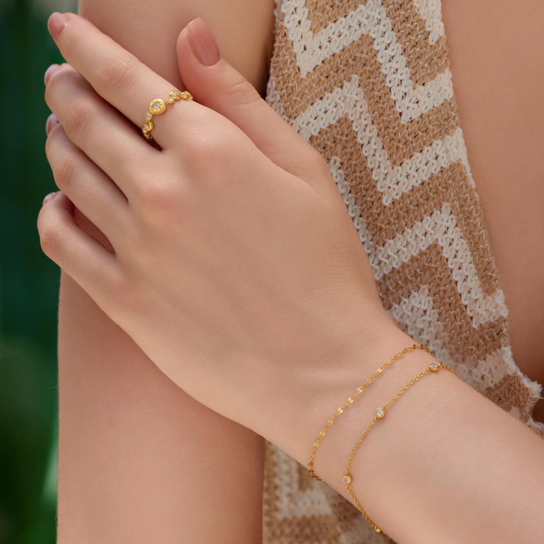 Ania Haie Gold Starburst Zig-Zag Beaded Ring | The Jewellery Boutique Australia