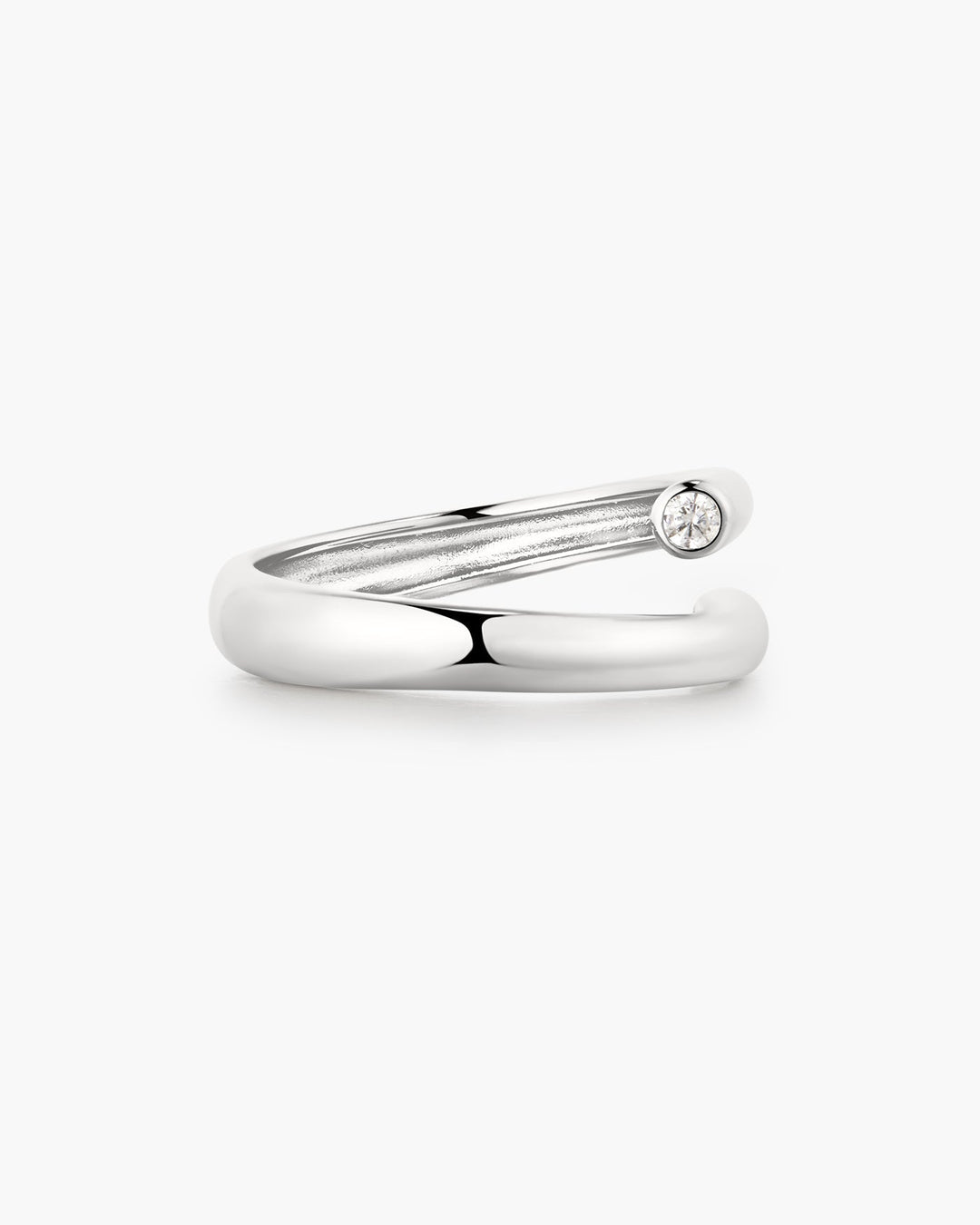 Silver Spiral Bezel-End Adjustable Ring