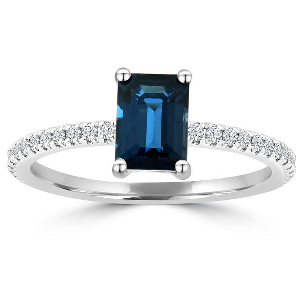 0.16ct HI I1 Diamond and London Blue Topaz Ring in 9K White Gold