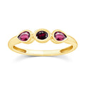 Dark Garnet & Light Rhodolite Ring in 9K Yellow Gold