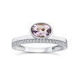 0.09ct Diamond & Pink Amethyst Ring in 9K White Gold