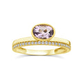 0.09ct Diamond & Pink Amethyst Ring in 9K Yellow Gold