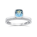 0.09ct Diamond & Blue Topaz Ring in 9K White Gold