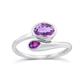Light & Dark Pink Amethyst Wrap Ring in 9K White Gold