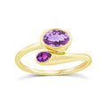 Light & Dark Pink Amethyst Wrap Ring in 9K Yellow Gold