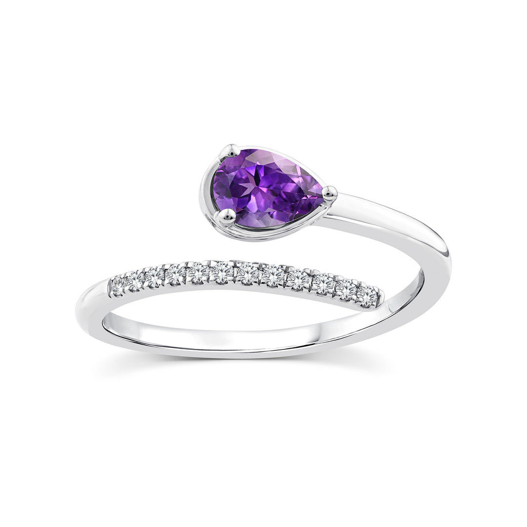0.07ct Diamond & Amethyst Wrap Ring in 9K White Gold
