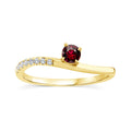 0.07ct Diamond & Garnet Wave Ring in 9K Yellow Gold