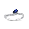0.15ct Pear Diamond & Sapphire Ring in 9K White Gold