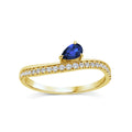 0.15ct Pear Diamond & Sapphire Ring in 9K Yellow Gold
