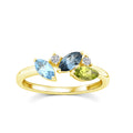 0.04ct Diamond, Topaz & Peridot Ring in 9K Yellow Gold
