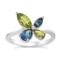 0.01ct Diamond, Topaz & Peridot Ring in 9K White Gold