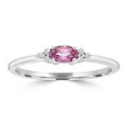 0.03ct HI I1 Diamond and Pink Sapphire Ring in 9K White Gold