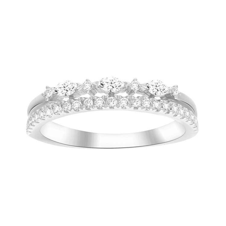 0.25ct Diamond Double Band Ring in 9K White Gold
