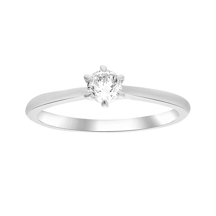 0.25ct Diamond 6 Claw Ring in 9K White Gold
