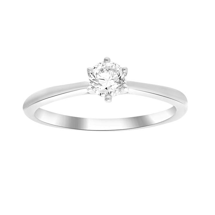 0.33ct Diamond 6 Claw Ring in 9K White Gold