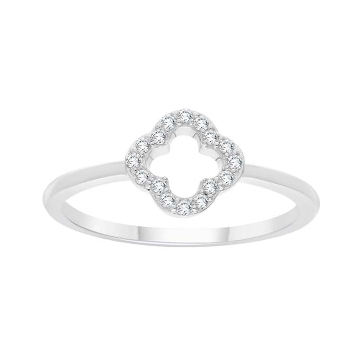 0.09ct Diamond Clover Ring in 9K White Gold