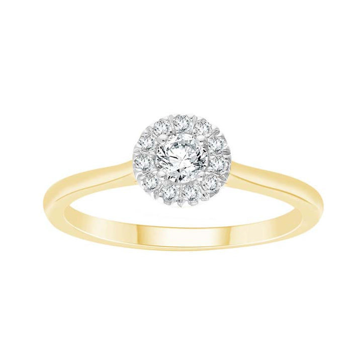 0.25ct Diamond Halo Ring in 9K Yellow Gold