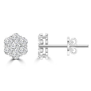 Cluster Stud Diamond Earrings with 0.33ct Diamonds in 9K White Gold