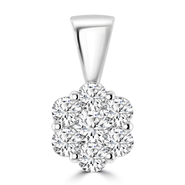 Cluster Diamond Pendant with 0.50ct Diamonds in 9K White Gold - RJ9WPCLUS50GH