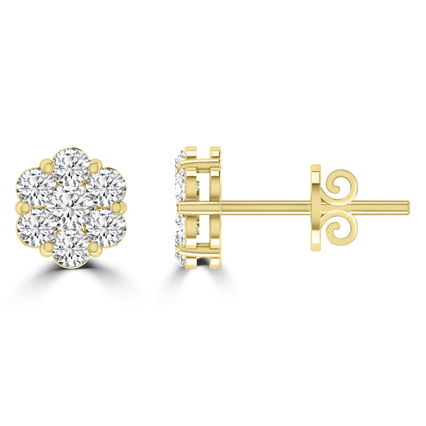Cluster Stud Diamond Earrings with 0.15ct Diamonds in 9K Yellow Gold - RJ9YECLUS15GH