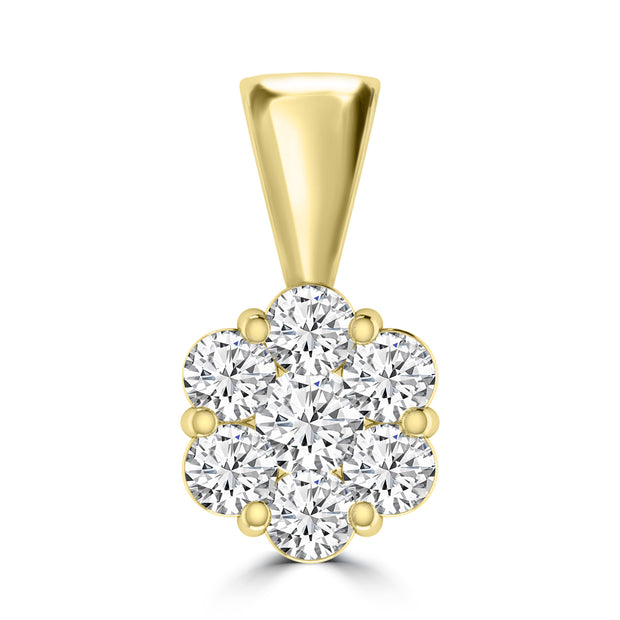Cluster Diamond Pendant with 0.33ct Diamonds in 9K Yellow Gold - RJ9YPCLUS33GH