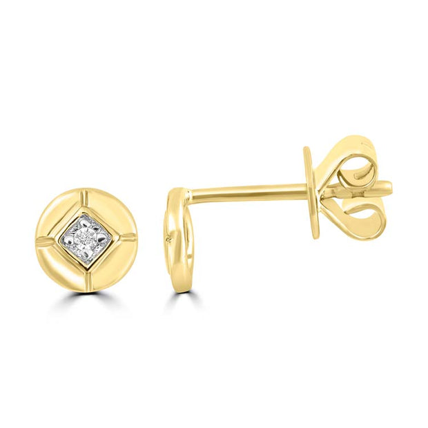 Diamond Stud Earrings with 0.02ct Diamonds in 9K Yellow Gold | The Jewellery Boutique