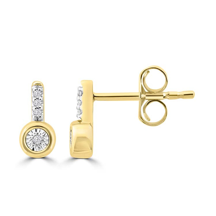 Diamond Stud Earrings with 0.03ct Diamonds in 9K Yellow Gold | The Jewellery Boutique