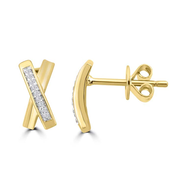 Diamond Stud Earrings with 0.044ct Diamonds in 9K Yellow Gold | The Jewellery Boutique