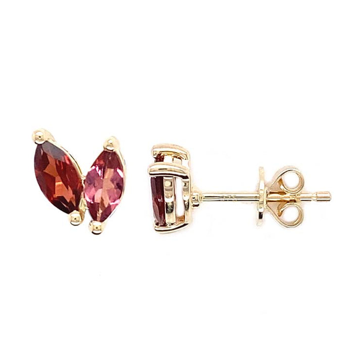 Garnet and Pink Tourmaline Earrings in 9K Yellow Gold |The Jewellery Boutique Australia