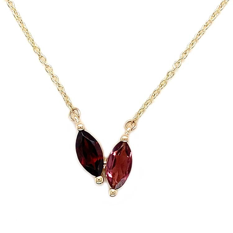 Garnet and Pink Tourmaline 45cm Necklace in 9K Yellow Gold |The Jewellery Boutique Australia