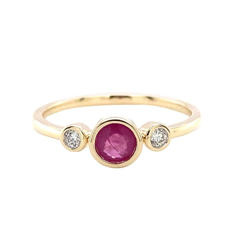Diamond and Ruby Ring with 0.06ct Diamond in 9K Yellow Gold |The Jewellery Boutique Australia