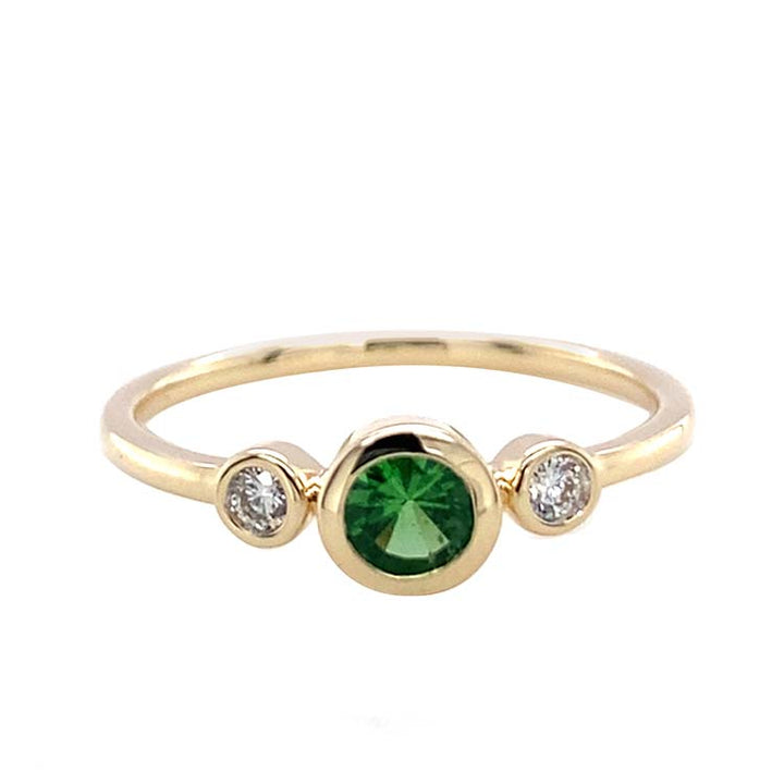 Diamond and Tsavorite Ring with 0.06ct Diamond in 9K Yellow Gold |The Jewellery Boutique Australia