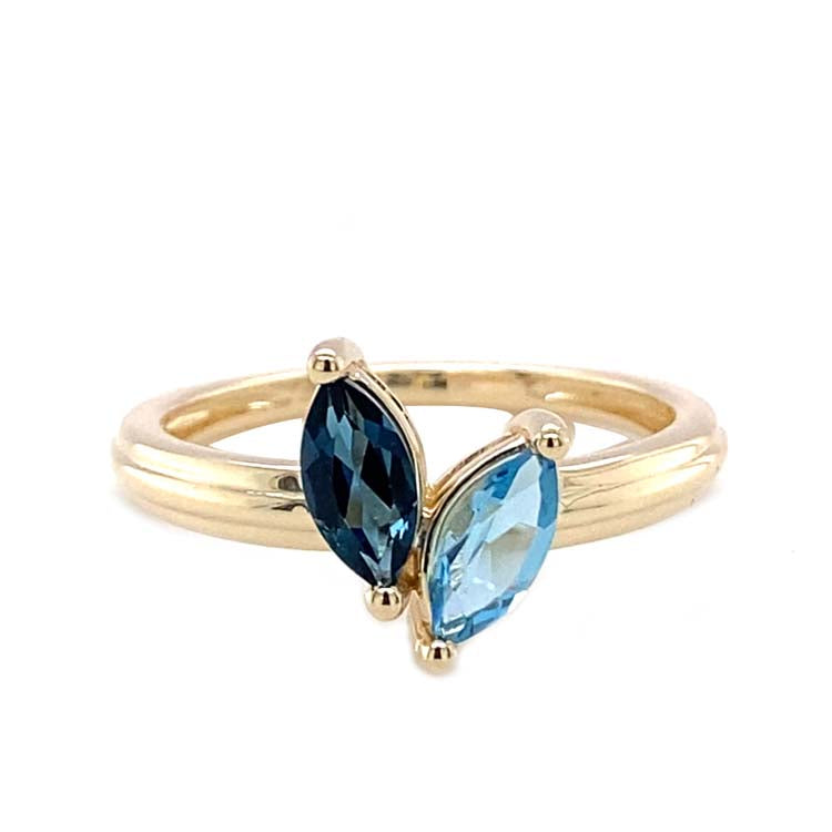 London Blue Topaz and Blue Topaz Ring in 9K Yellow Gold |The Jewellery Boutique Australia