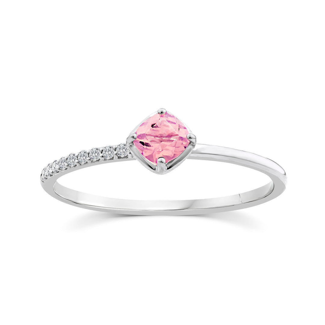 0.02ct Diamond & Pink Sapphire Ring in 9K White Gold